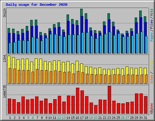 Daily usage for December 2020