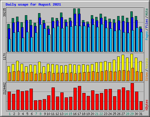 Daily usage for August 2021