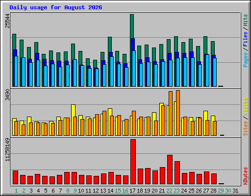 Daily usage for August 2026