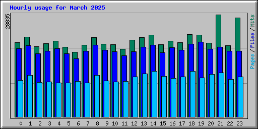 Hourly usage for March 2025